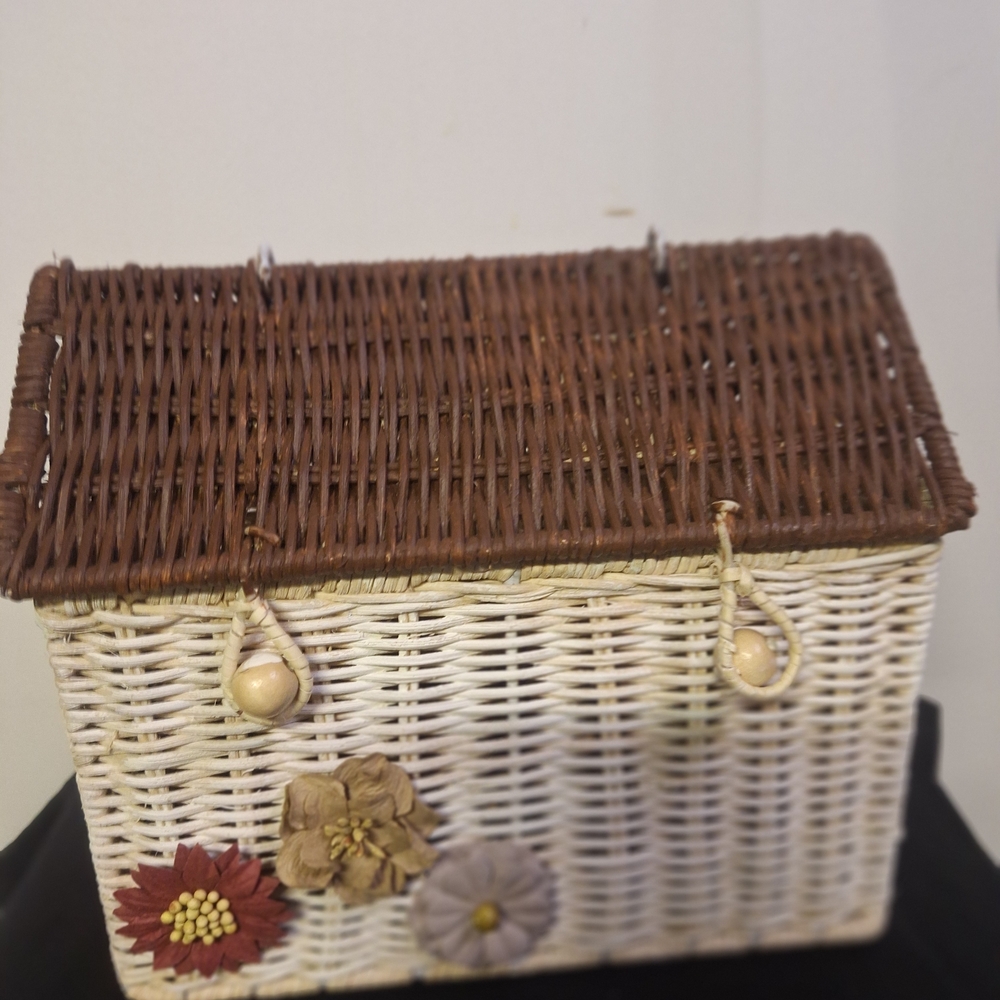 Wicker Basket with Floral Accents